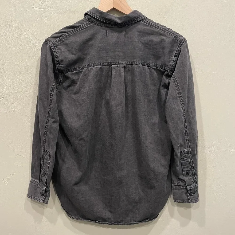 Madewell Denim Oversized Ex-Boyfriend Shirt - Size: XXS - Picture 2 of 5